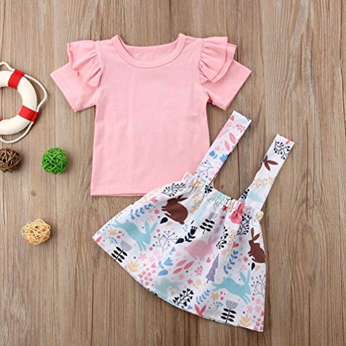Conjunto de roupas para meninas da Páscoa com estampa floral e design de coelhinho da FENICAL (adequ