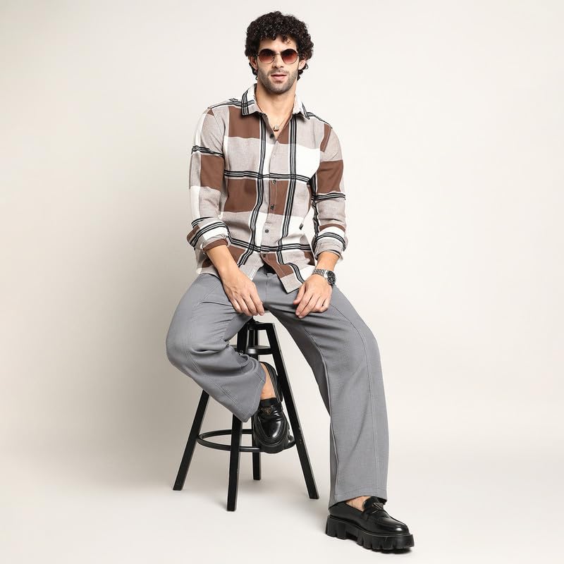 Image of CAHOOT Men's Shirt for Casual Wear | Mid-Rise | Regular Fit | Button Closure | Shirt Crafted with Comfort Fit for Everyday Wear