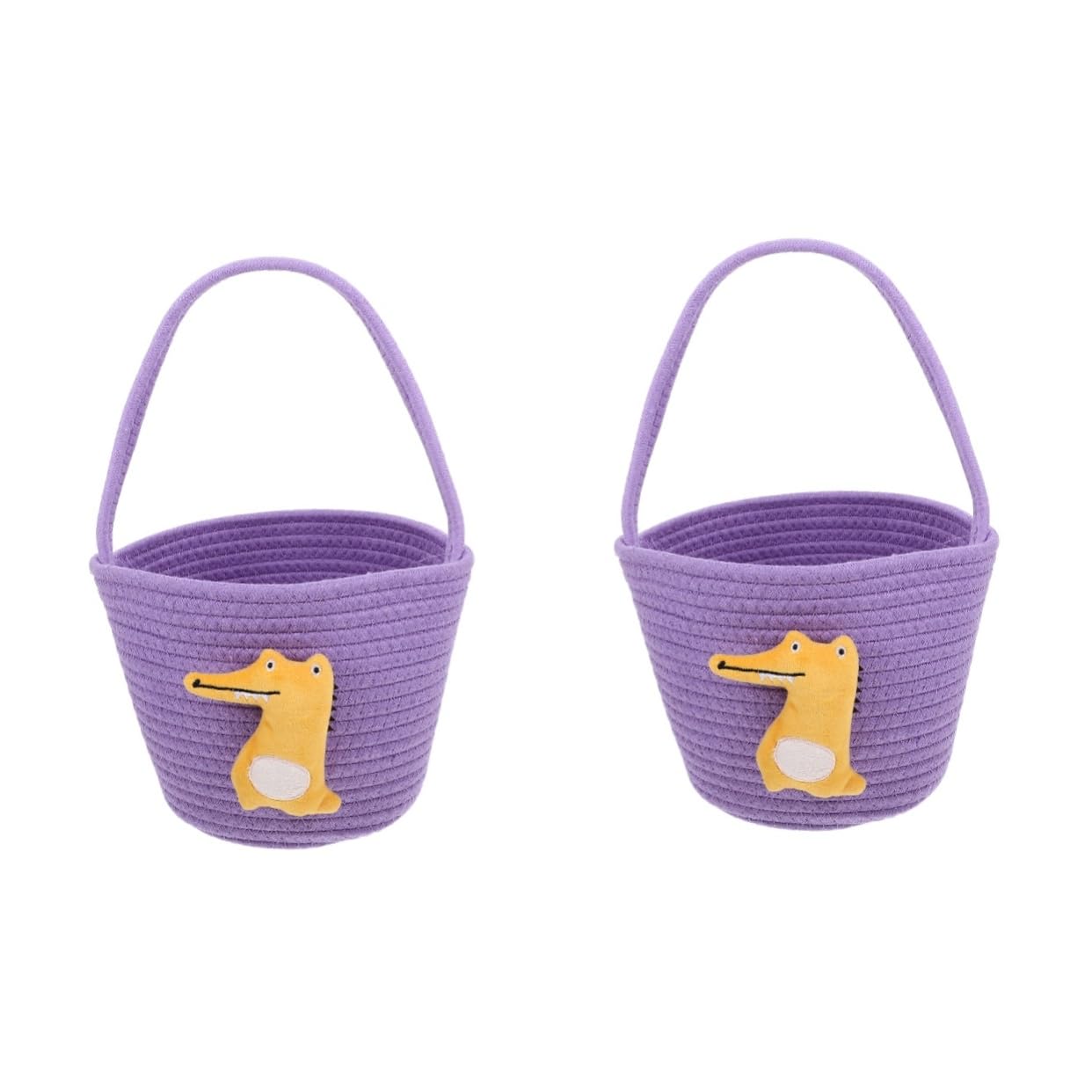 2 ręcznie tkane torby na kwiaty z uchwytem, kosz na zabawki, organizer, kosz baby shower, zakupy warzywa, li bawełnia, fioletowy