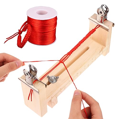 YAMSLAM Wooden Jig Bracelet Maker Adjustable Bracelet Maker with 2 Clips Wood Bracelet Jig with 1 Roll 77 YD Braided Rope U Shape Clear Scale Bracelet Jig Kit for Bracelets Necklaces Car Hangings