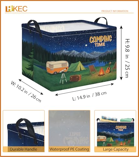 Image of Rectangle Storage Basket with Handles,Collapsible Storage Bin,Books Box,Gift Basket(Camping)