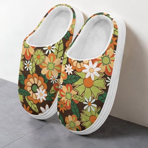 Fuzzy House Slippers Memory Foam Soft Flat Slides, EVA Sole Cozy House Shoes3