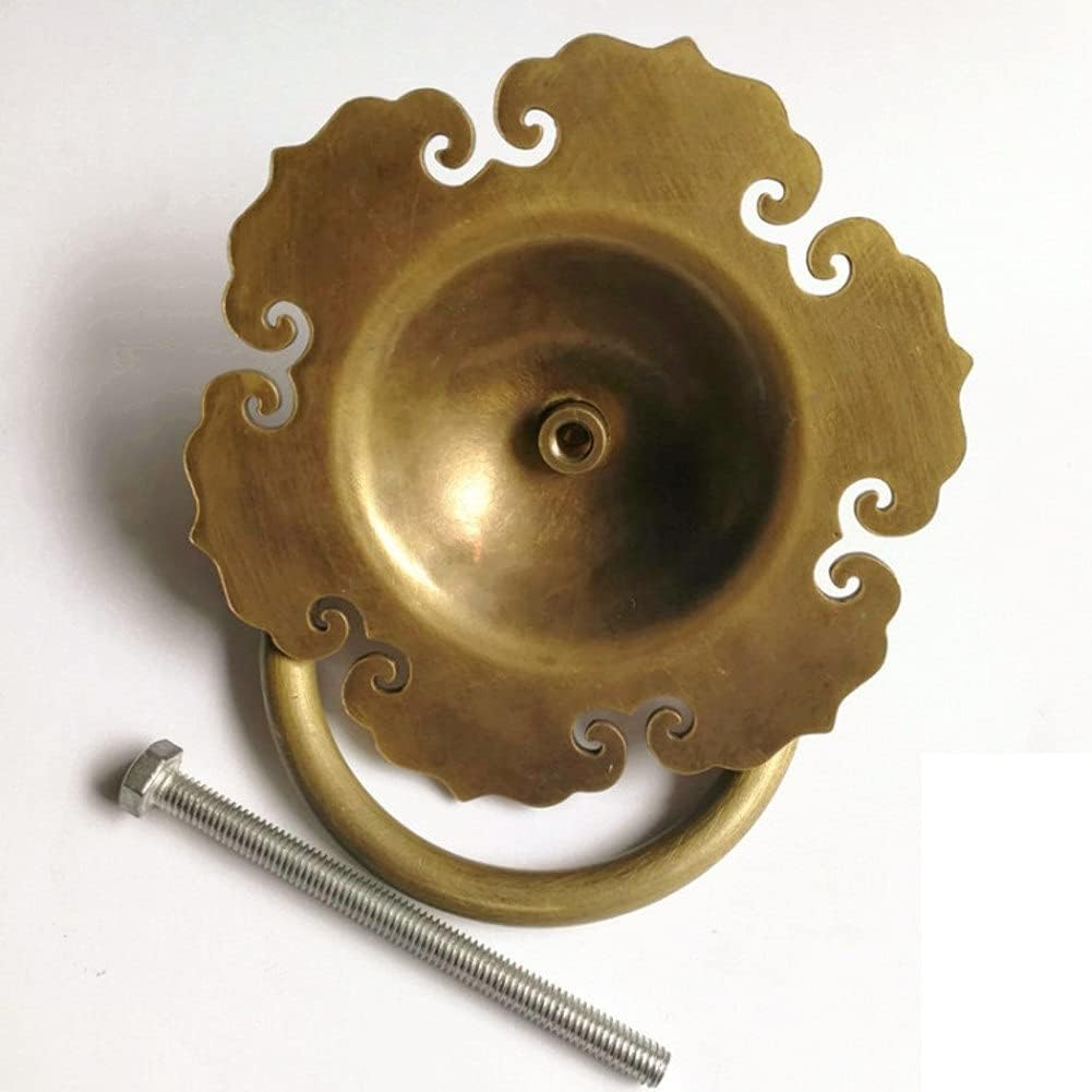 Vintage Brass Handle,Copper Hardware Pull door handle Cabinet Front door Kitchen cabinet Drawer (Various sizes) (Color : B, Size : Diameter11cm(4.3in))