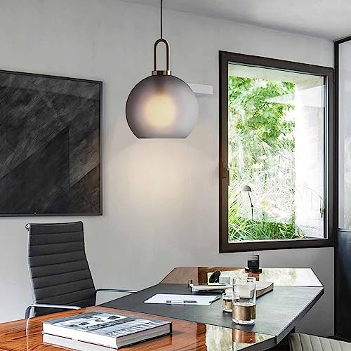Lámpara colgante retro de cristal gris humo moderna para techo de cocina interior 5