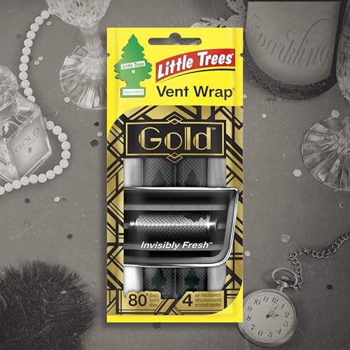 Image of LITTLE TREES Car Air Freshener | Vent Wrap Provides Long Lasting Scent, Invisibly Fresh | 16 Air Fresheners | Gold