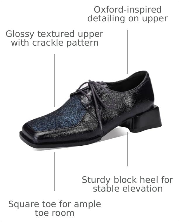 Image of Loafers for Women Patent Leather Buckle Square Toe Chunky Block Dress Slip On Wide Casual Comfortable Dressy High Heels Ladies Comfort Moccasins Elegantes 2 Inch Shoes