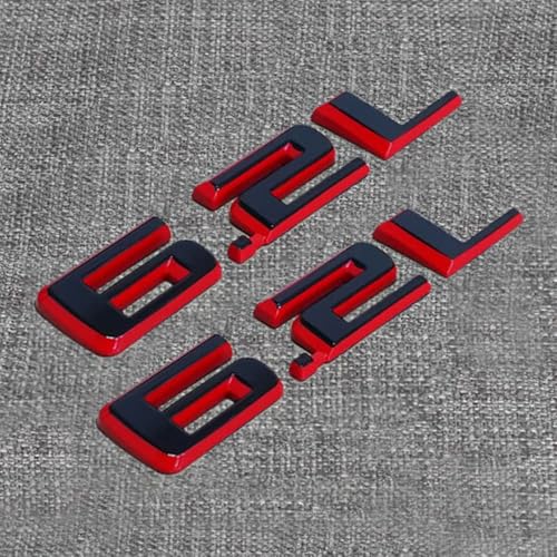 Image of 2pcs 6.2L Emblems 3D Hood Style Badge Logo Sticker Nameplate Letter Replacement for 1500 2500HD (Red Black)