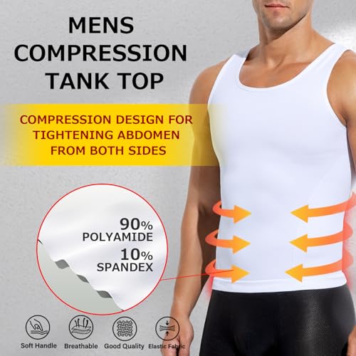 Arjen Kroos 3 Pack Mens Compression Tank Top Shirts Athletic Undershirt Body Shaper Tummy Control Shirt for Men2