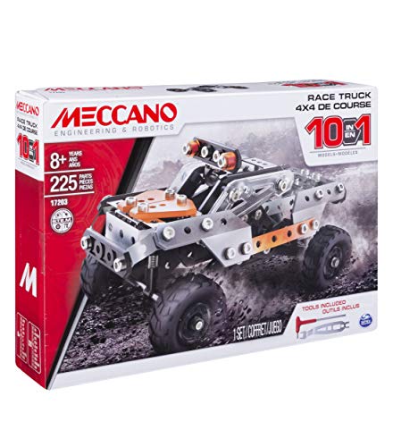 51KHBwLBXyL MECCANO - 4X4 SUV DE Course 10 MODÈLES - 10 Modèles Différents de Véhicules A Construire avec Direction et Suspensions - 225 Pièces Et 2 Outils - Jeu de Construction - Jouet Enfant 8 Ans et +