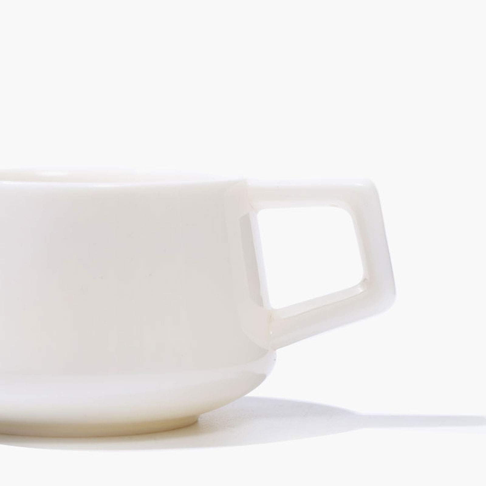 Tasse Porzellan Espressotassen mit Metalllöffel 3,7 Unze / 110 Milliliter keramische Kaffeetasse Kleine Kaffeetasse mit Griff, weiß Kaffeetasse mit (Color : with Coaster)