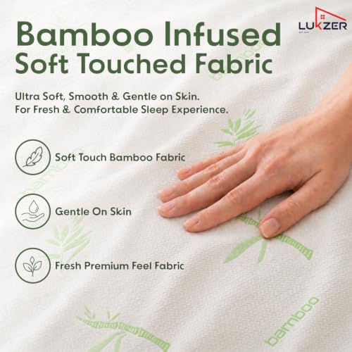 Image of Lukzer 100% Waterproof Natural Bamboo Mattress Protector Queen Size 72 inch x 60 inch inch | 360 Elasticated fit, Breathable, Hypoallergenic, Noiseless, Ultra-Soft Fitted Bed Protector /Deep Pocket Bed Cover