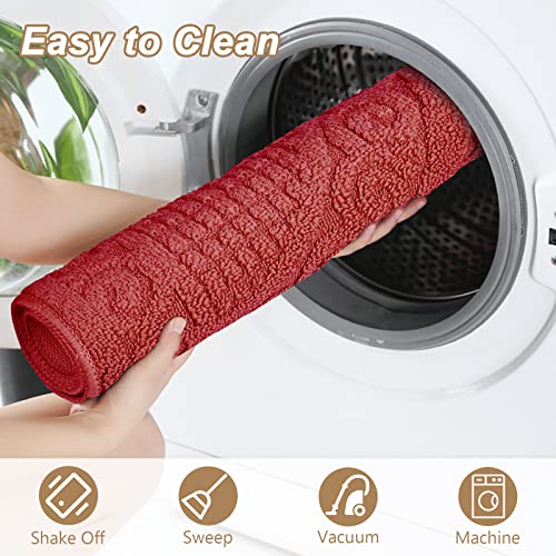 Loghot Polypropylene Half Round Pure Color Doormat Non Slip Semicircle Door Mat For Bedroom Toilet Kitchen Entryway (Large, Dark Red) #TOP4