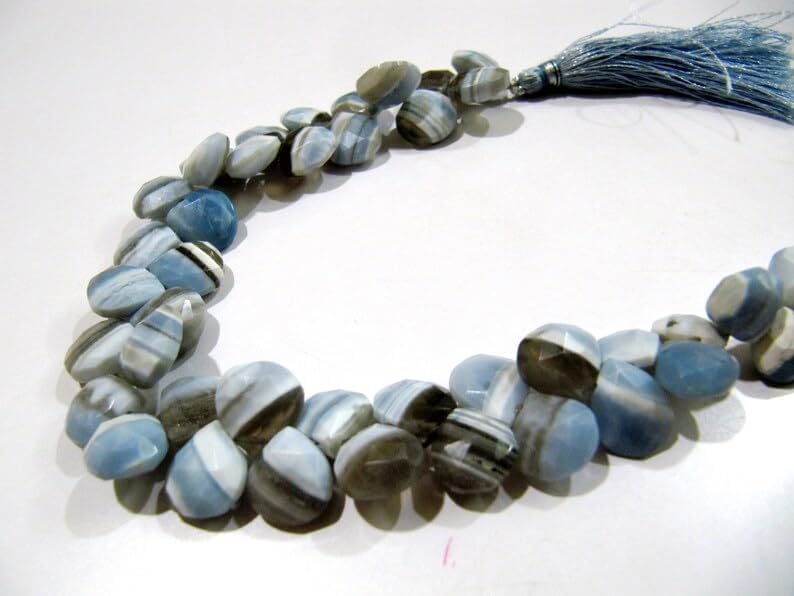 Natural Boulder Opal Heart Shape Briolette Beads, 10-12mm, 8 Inch Strand, Approximately 40 Beads