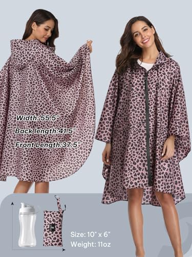 Image of SaphiRose Adult Rain Poncho Waterproof Hooded Zipper Raincoat with Pockets | OEKO-TEX Certified 100% Polyester, Lightweight Packable Storage Pouch, Heat-Sealed Seams, Quick-Dry for Outdoor Hiking