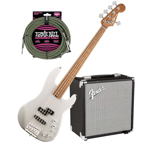Charvel Pro-Mod San Dimas Bass PJ V – Platinum Pearl, Fender Rumble 15, Ernie Ball P06077 Bundle