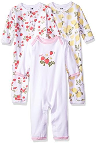 Hudson Baby Unisex Baby Cotton Coveralls Strawberry Lemon, 12-18 Months