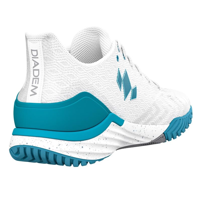 Image of Diadem Women's Court Burst Pickleball & Tennis Shoe for Stability & Speed, Performance & Comfort White /Teal, US Size M7 / W8.5