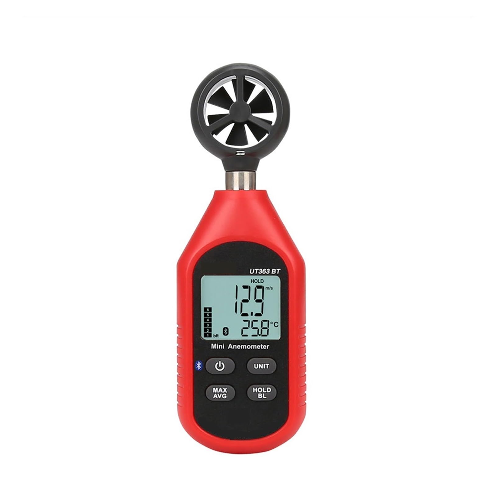 Probador De Velocidad Del Viento Mini Anemómetro Digital Sensor LCD Retroiluminación Probador De Temperatura Anemómetro(UT363BT)