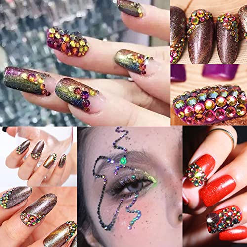 Image of Beadsland Flat Back Crystal Rhinestones, Green Volcano, SS20, 2880pcs | Flatback Glass Gems, 4.6-4.8mm, for Nail Art Craft, Glue Fix