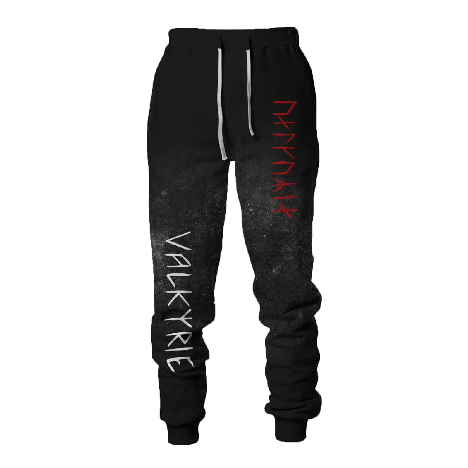 kewing Men's Viking Tattoo 3D Printed Jogger Sweatpants - Elastic Waist Drawstring Hip Hop Tracksuit Bottoms