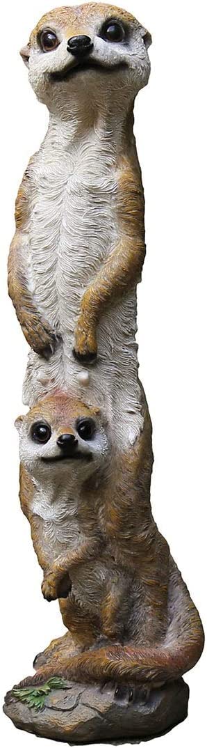 Brązowa statuetka zwierzęcia surykatka, żywiczna surykatka statuetka ogrodowa rodzina podwórko sztuka 46 cm
