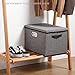 Seckon Foldable Storage Box with Lid [2-Pack] Linen Decorative Storage Bin Organizer with Lids - Home, Office Storage Containers with Removable Cover, Gray