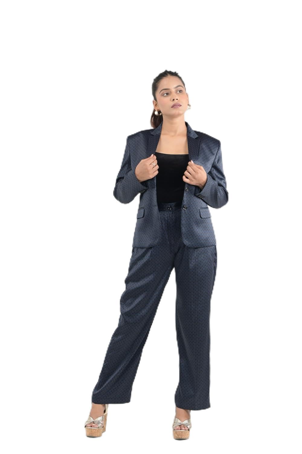 in any manner Women's Cotton Blend Blazer, Solid Button Formal Jacket, Lightweight, Breathable, Stylish Fit, Perfect for Office, Business Casual Blue-picture-30