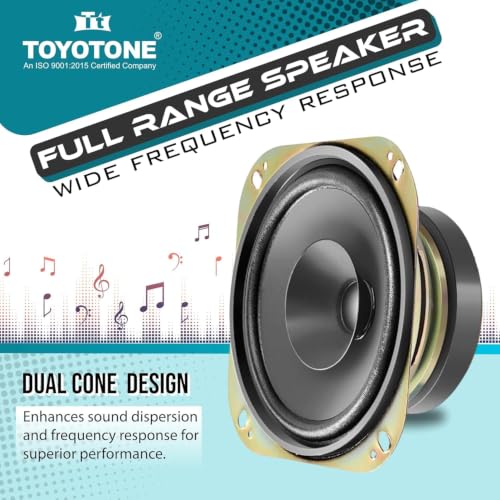 Image of TOYOTONE 3 inch Inch Full-Range Speaker | Dual Cone | 20W Nominal | 40W Max | 4-Ohms | Copper Coil | 53mm Dual Magnet | High Sensitivity | Ideal for Home & Car Audio (Pack of 2) (4 Inch)