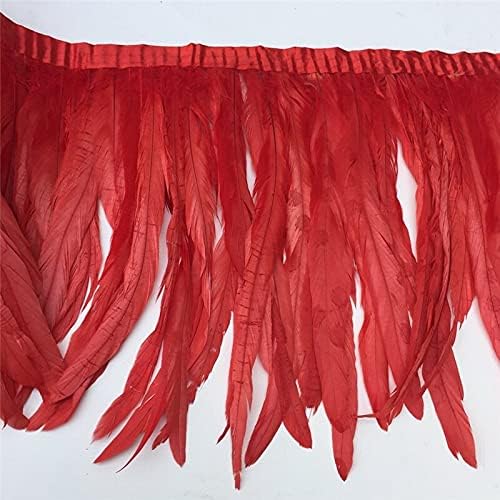 Zamihalaa - 12-14 Inch Rooster Tail Trim Coque Feather Trimming/Ribbon Feather for Crafts DIY Dress Skirt Carnival Costumes Plumes - 1 Meters