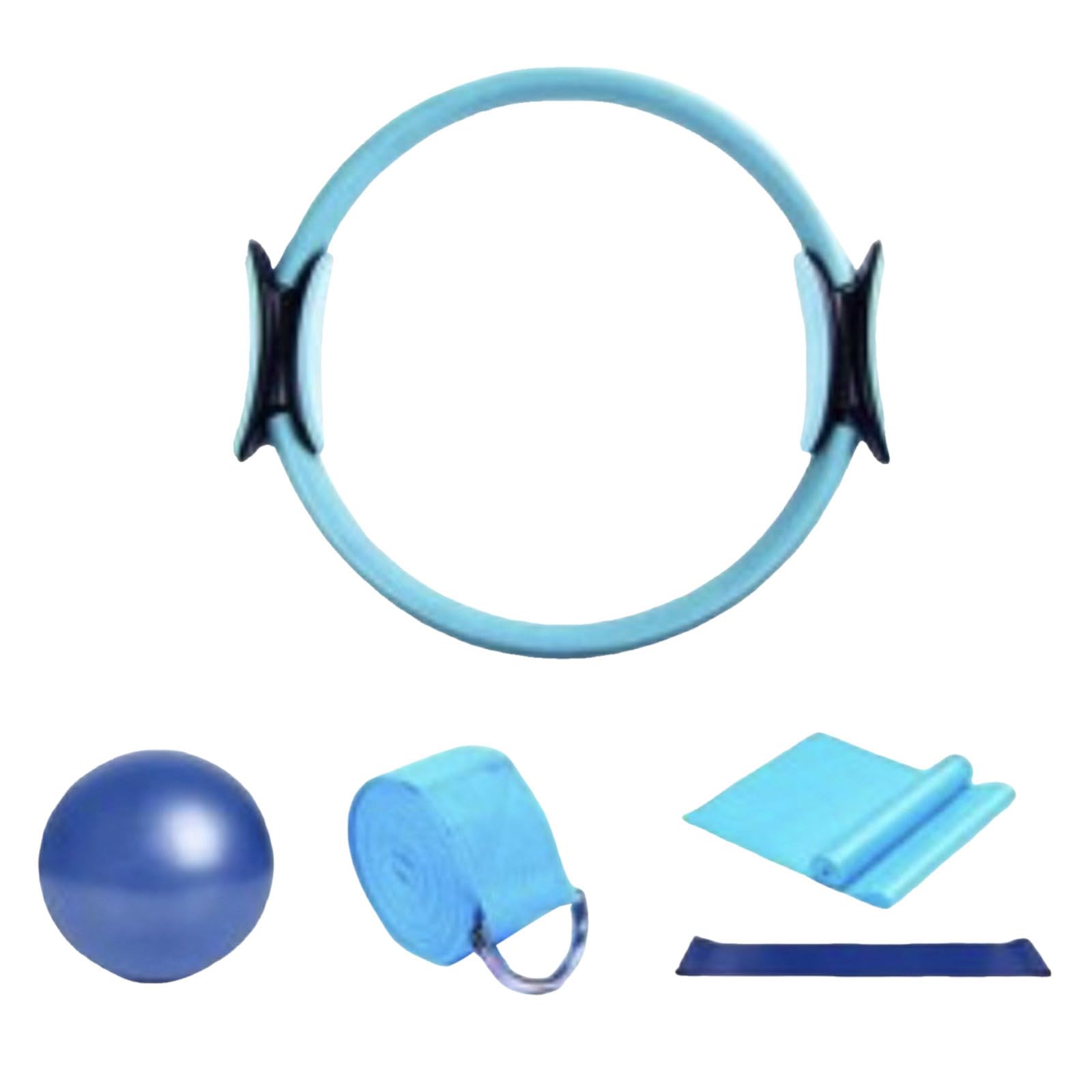 Pilates Circle, 15 Inch Durable 5 Pack Pilates Ring and Ball Set with Resistance Bands,Magic Circle,Yoga Strap,Mini Ball,Pilates Ring Equipment for Body Toning,Home Workouts,Fitness,Exercise