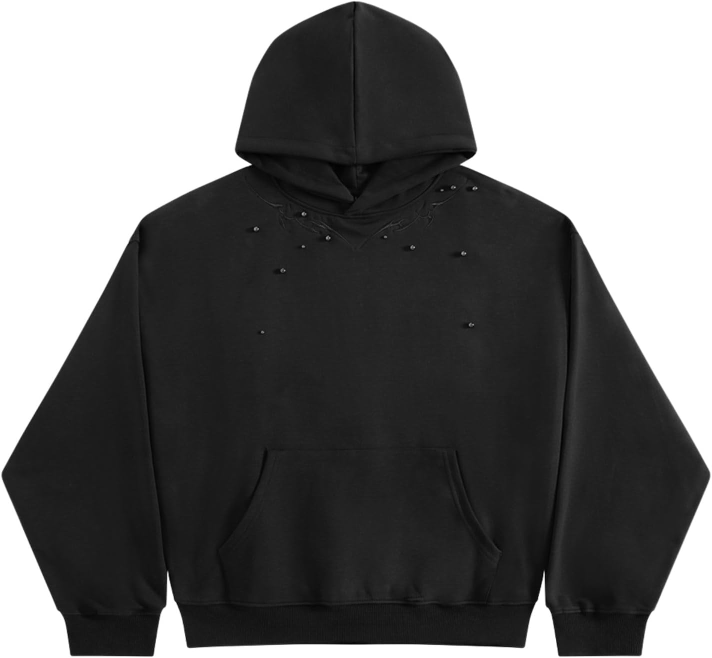 Aelfric Eden Embroidery Pattern Boxy Hoodie Men Women Beaded Sweatshirt Hooded Oversized Casual Street Y2K Unisex Pullover