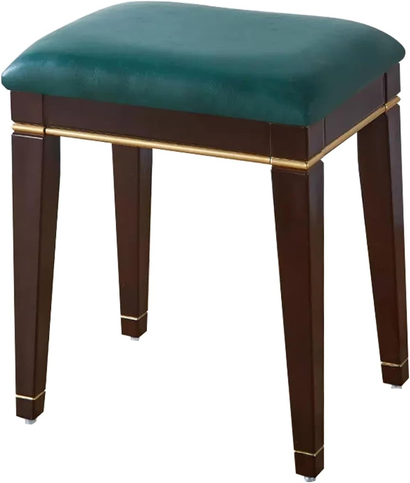 Padded Vanity Stool Bench for Makeup Room Living Room Bathroom Cotton Makeup Bench Height(Green)