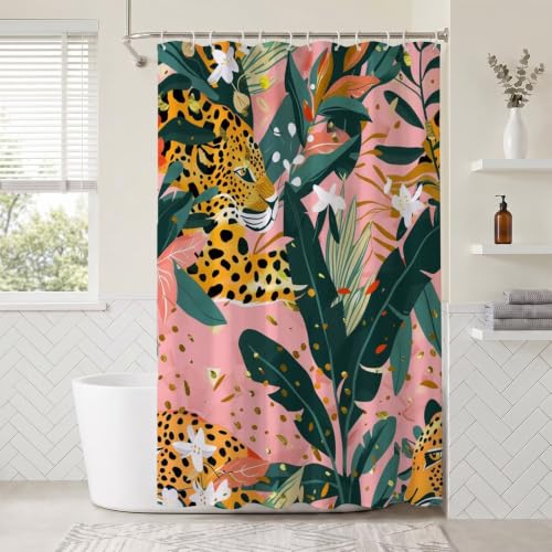 Rideau de douche 150x170cm imprimé léopard en polyester imperméable - 4