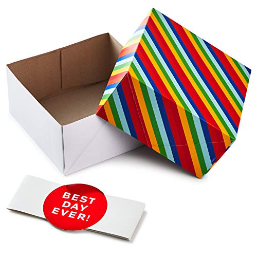 Hallmark Gift Boxes With Wrap Bands, Assorted Sizes (3-Pack: Rainbow Stripes, Dots, Stars) For Birthdays, Weddings, Baby Showers #TOP4
