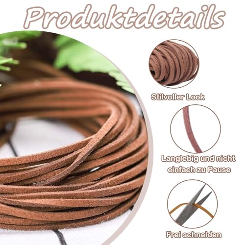 4 Stück Lederband Für Ketten, 10 M ×3 Mm Lederriemen Meterware, Lederschnur, Lederbänder Für Ketten Lederschnur Für Armband Halskette Handwerk Schmuck