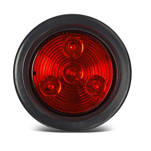 Partsam 10X Red 2" Round Sealed Clearance Marker Light 4Led Grommet & Pigtails W Reflex Lens, 2 Inch Round Led Marker Lights, 2 Inch Round Led Trailer Lights, 2 Inch Round Led Lights #TOP1