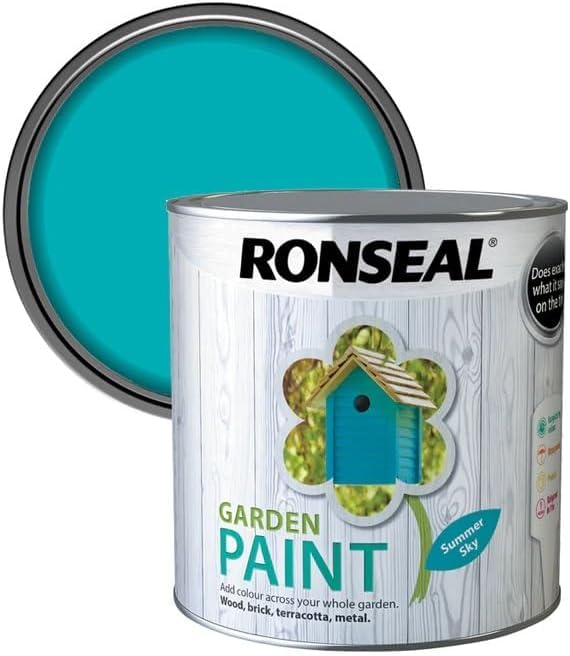 DUAYRA Garden Paint 2.5L | Quick Drying Outdoor Paints | All Purpose Long Lasting | Multicolor Water Based | Water Resistant Weatherproof Matt Finish | For Brickwork, Metal, Wood, Stone (Summer Sky)