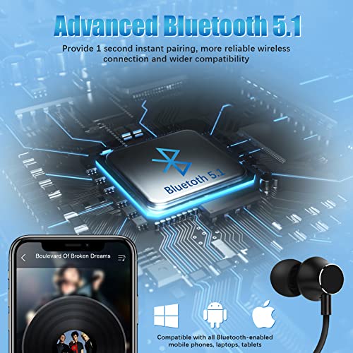 Muitune Bluetooth Earbuds 120 Hours Extra Long Playback With Microphone Headset, I35 Balanced Armature Drivers Stereo In Ear Wireless Ear Buds, Waterproof Workout Neckband Headphones (Black) #TOP5