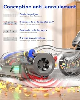 Huhuba H9 Aspirateur Balai sans Fil 58Kpa/650W/80Min, Aspirateur sans Fil Puissant, Écrans Tactiles LED, Autoportant, Brosse Anti-Enmêlement Améliorée pour Les Poils d'animaux/Tapis/Sols Durs, Bleu