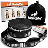 MalloMe XL Hammock Straps - Hammock Tree Straps Set (2 Strap Included 500 lbs Each) 26 Loops & 100% No Stretch Suspension System Kit Camping Hammocks Accessories - Carabiners NOT Included (Black)