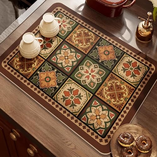Image of TEKCOOL Rubber Anti Fatigue Kitchen Rug Sets 2 Piece Non Slip Mats for Floor Cushioned Kitchens Rugs Waterproof Comfort Standing Mat Runner for Kitchen-(Multicolour 1)