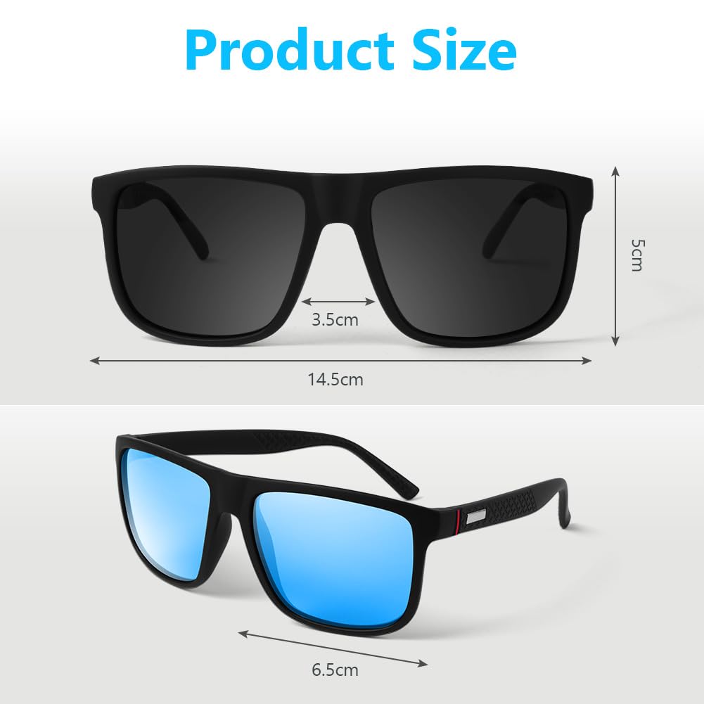 AUYAO Okulary przeciwsłoneczne dla mężczyzn i kobiet, okulary polaryzacyjne ochrona przed promieniowaniem UV, okulary przeciwsłoneczne retro, prostokątne okulary przeciwsłoneczne polaryzacyjne do