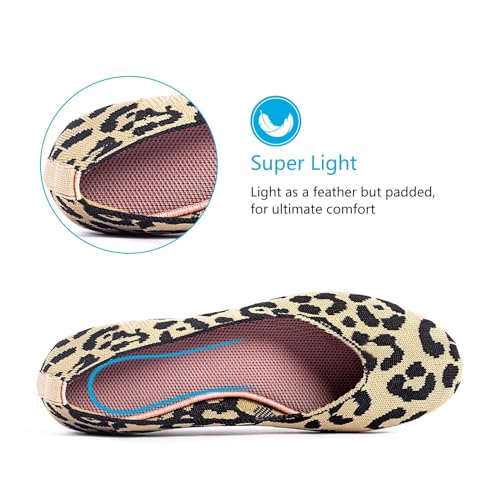 Image of Frank Mully Women's Ballet Flat Shoes Knit Dress Shoes Round Toe Slip On Ballerina Flats for Woman Low Wedge Comfort Soft