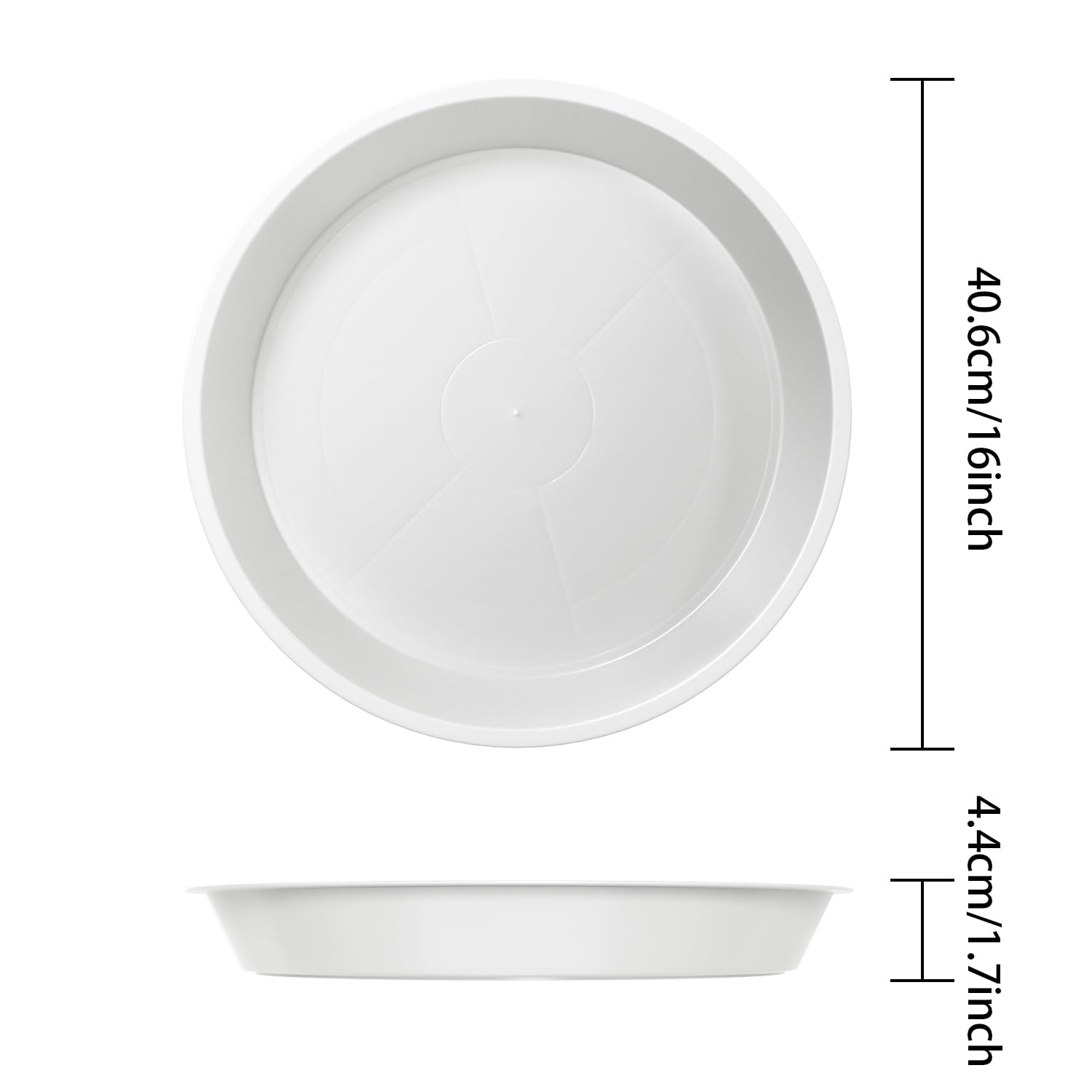 Pack of 5 White Plant Pot Saucers, 41 CM Round Plant Pots Trays Garden Plant Saucer Plant Plastic Plate Pot Tray for Garden Indoor Outdoor Fit Plant Pot up to 38 CM (White, Outer 41 CM) - Image 2