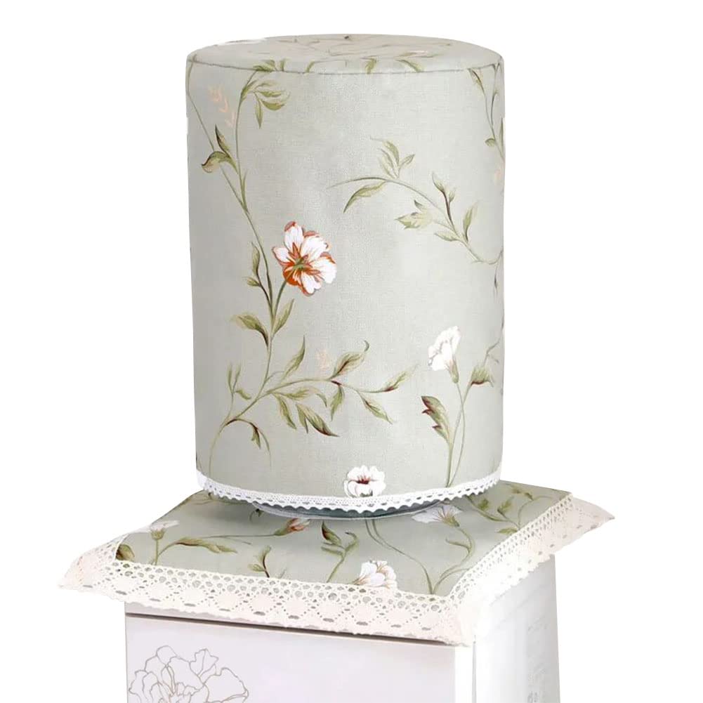 2 Pcs Water Dispenser and Bucket Cover Set With 2 Square Vinyl Placemats, Floral Dust Cover for 5 Gallon Barrel, Reusable for Hot & Cold Dispensers