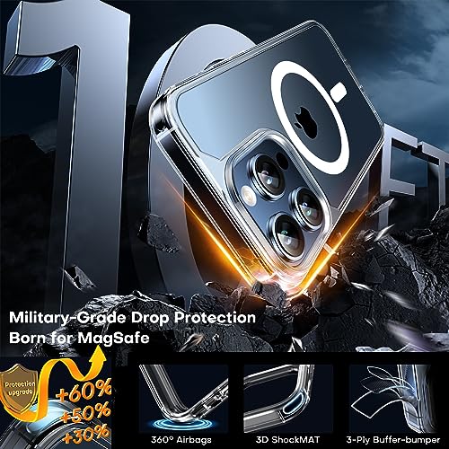 Image of TAURI for iPhone 15 Pro Case, Compatible with MagSafe, Clear | with Screen Protector, Not-Yellowing Military-Grade Protection, Shockproof Slim Magnetic Case for iPhone 15 Pro