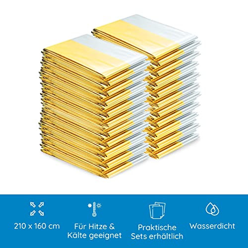 FLEXEO 10x Rettungsdecke Gold Silber - 210cm x 160cm - Rettungsfolie - Notfall - Erste-Hilfe-Decke - Notfalldecke - Rettungsdecken - Emergency Blanket - Goldfolie - Silberfolie – Bild 4