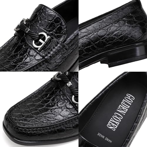 Classic Men's Dress Shoes, Alligator Printed Penny Loafer for Men Casual Wedding Party Shoes Buckle Leather Dress Shoe3