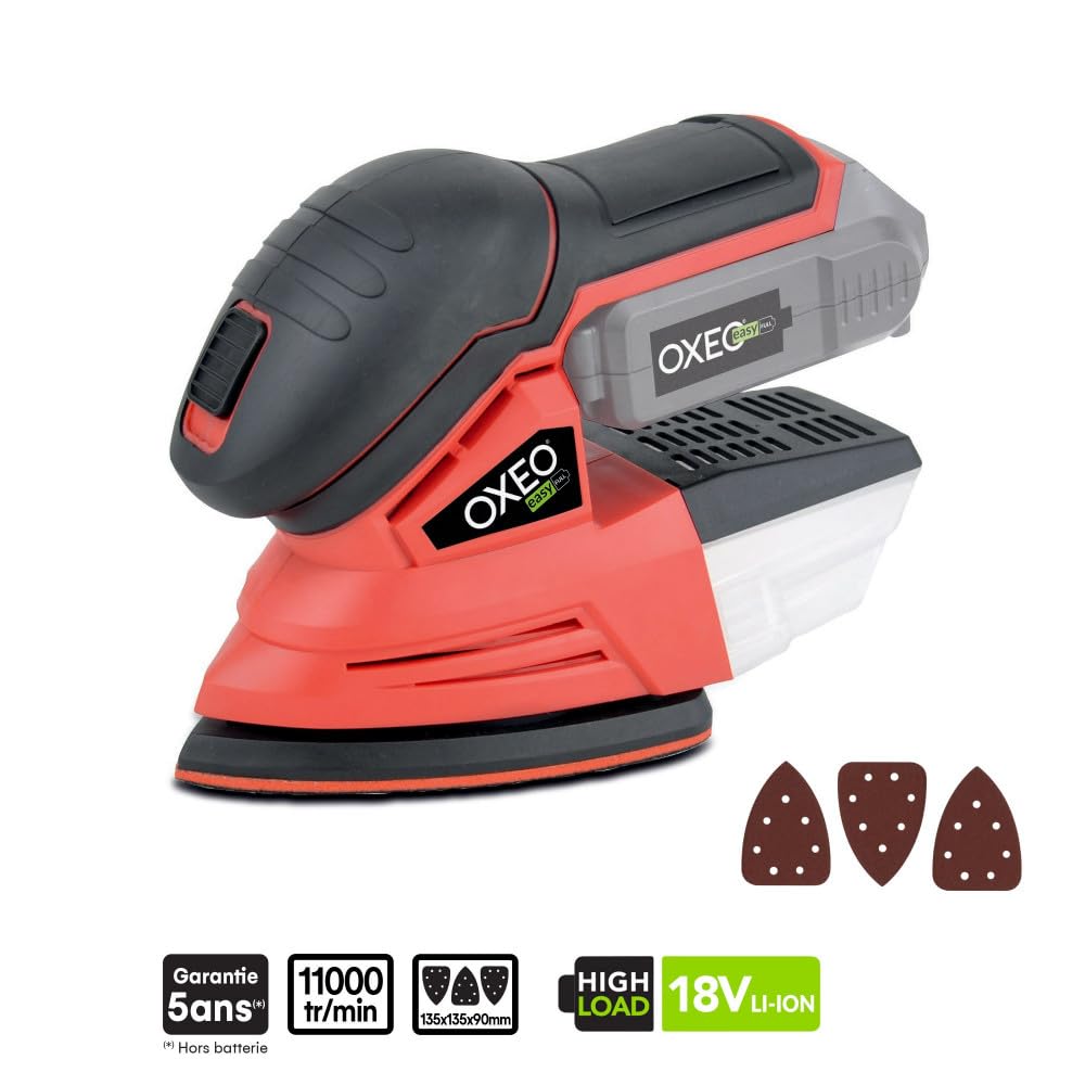 Ponceuse triangulaire sans fil 18V Easy Full - sans batterie - Bac collecteur de poussières - 3 feuilles abrasives