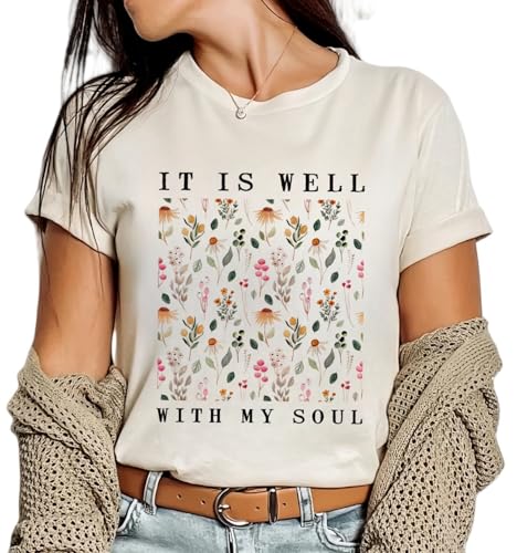 Christian Shirts for Women Vintage Bible Verse Boho Wildflowers Shirts Floral Graphic Jesus...